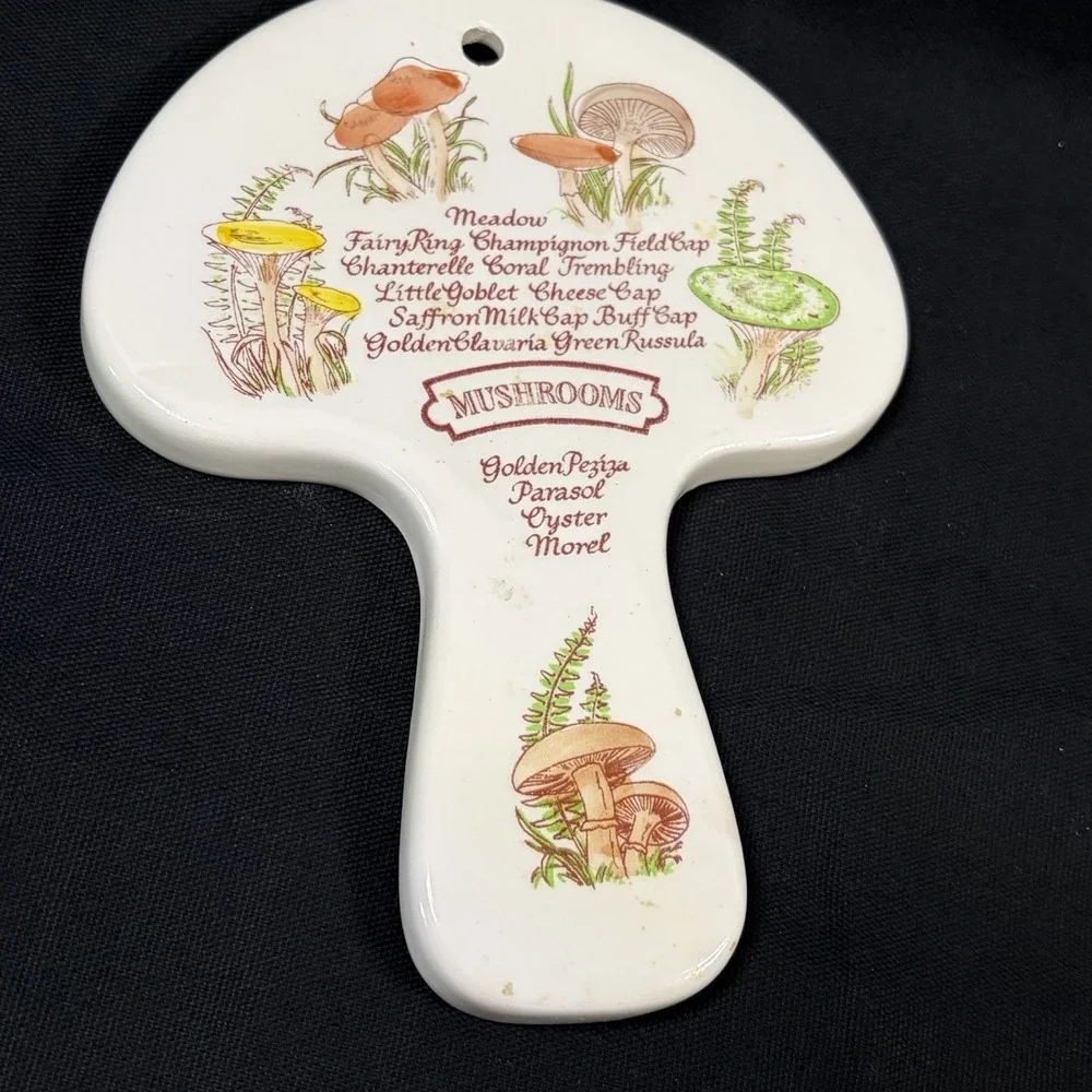 Avon Weiss 1980 Mushroom Spoon Rest Wall Hanging‎ Ceramic Hand Painted Brazil